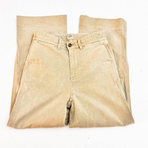 Gap High Rise Wide Leg Cropped Denim Jeans Khaki Size 0 - Picture 7 of 8